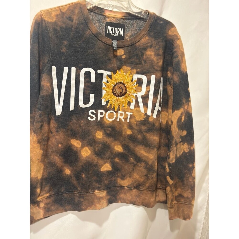 Reworked upcycled Victoria Sport Sunflower Tie Dye Sweatshirt Size L